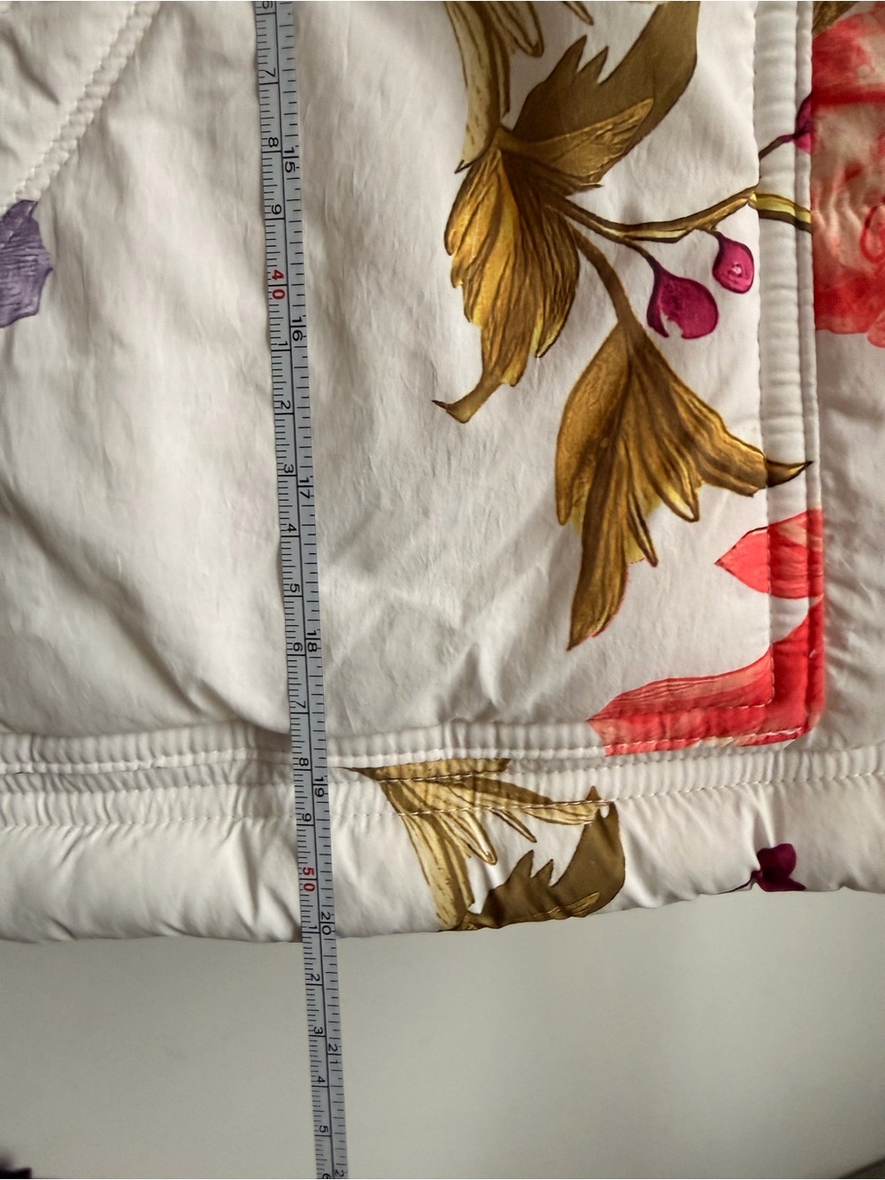 Floral Print White Bottoms with Gold and Pink Accents